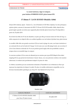 Tamron 17-28mm F/2.8 Di III RXD Sony E-Mount Objectif pour Hybride Plein Format Owner's Manual