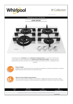 Whirlpool GOWL628WH Table gaz Product fiche