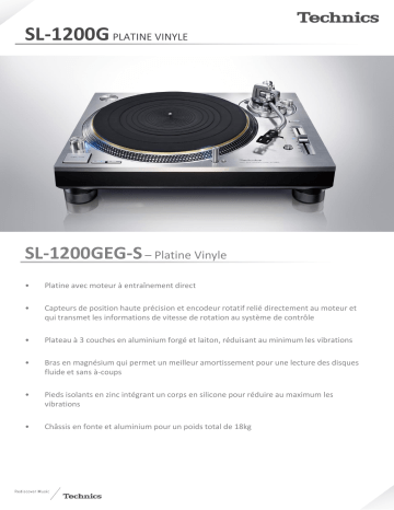 Product information | Technics SL1200GEGS Platine TD Product fiche | Fixfr