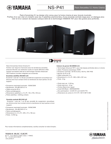 Product information | Yamaha NS-P41BL Pack enceinte Home Cinéma Product fiche | Fixfr