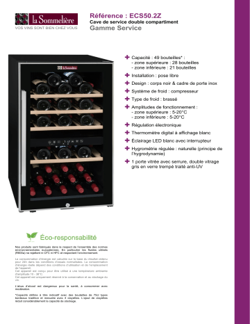 Product information | La Sommeliere ECS50.2Z Cave à vin de service Product fiche | Fixfr