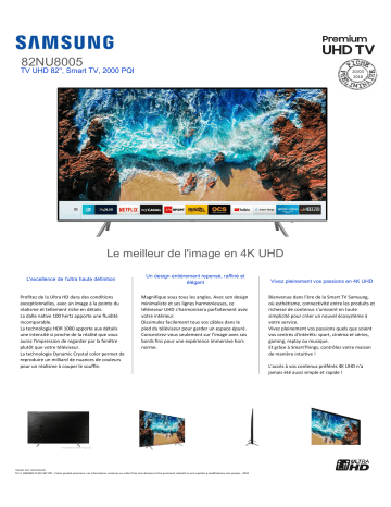 Product information | Samsung UE82NU8005 TV LED Product fiche | Fixfr