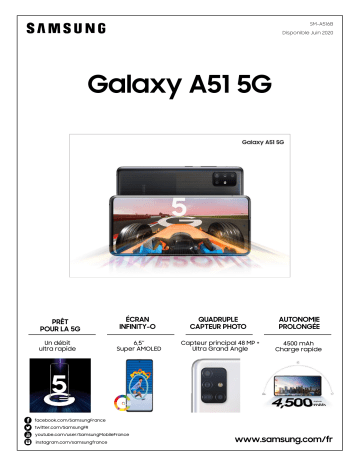 Product information | Samsung Galaxy A51 Rose 5G Smartphone Product fiche | Fixfr