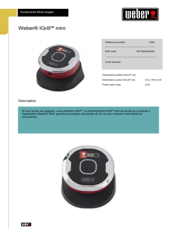 Product information | Weber IGrill mini Thermomètre de cuisson Product fiche | Fixfr