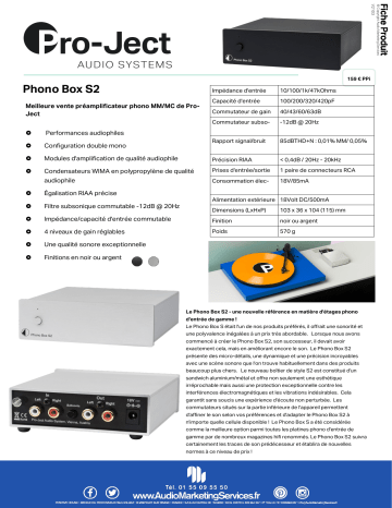 Product information | Pro-Ject Phono Box S2 noir Préampli phono Product fiche | Fixfr