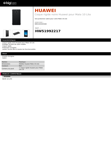 Product information | Huawei Mate 10 Lite noir Coque Product fiche | Fixfr