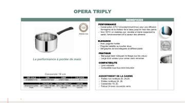 Product information | Lagostina Opéra Triply 18cm Casserole Product fiche | Fixfr