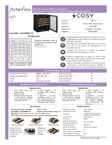 Product information | Artevino COSYPMT Cave à vin polyvalente Product fiche | Fixfr