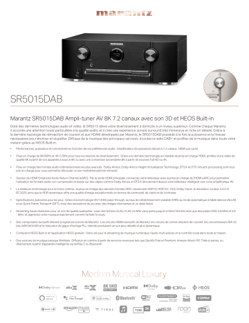 Product information | Marantz SR5015DAB Noir Ampli Home Cinema Product fiche | Fixfr