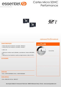 Essentielb 64Go micro SDXC Performance Carte Micro SD Product fiche