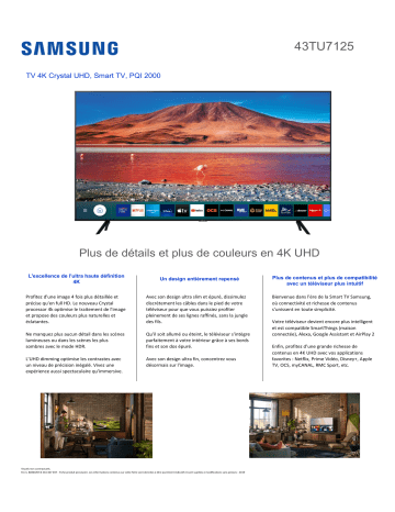Product information | Samsung UE43TU7125 2020 TV LED Product fiche | Fixfr