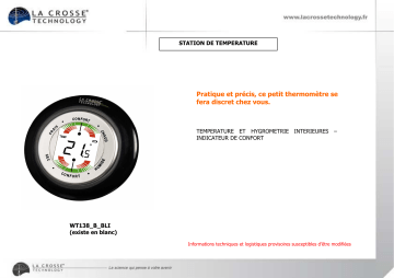 Product information | La Crosse WT138-W-BLI Station météo Product fiche | Fixfr