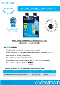 Sodastream Pack 2 bouteilles 1L Lave-Vaisselle Bouteille Product fiche