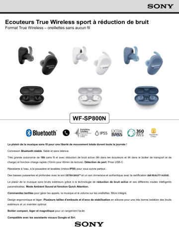 Product information | Sony WF-SP800 Blanc Ecouteurs sport Product fiche | Fixfr