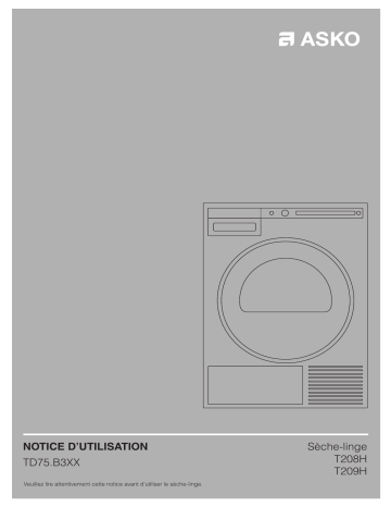 Manuel du propriétaire | Asko T209H.W Sèche linge pompe à chaleur Owner's Manual | Fixfr