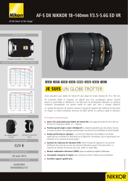 Nikon AF-S DX 18-140mm f/3.5-5.6G ED VR Nikkor Objectif pour Reflex Product fiche