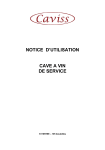 Caviss S1105TBE Cave &agrave; vin de service Owner's Manual
