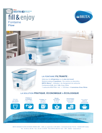 Product information | Brita FLOW bleu- 1 cartouche Maxtra+ incluse Carafe Product fiche | Fixfr