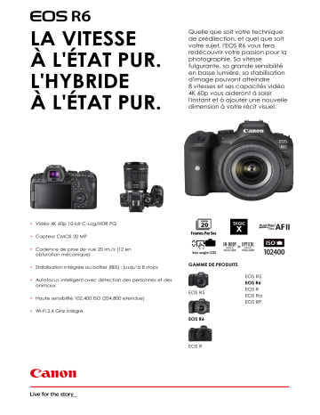 Product information | Canon EOS R6 Boîtier nu Appareil photo Hybride Product fiche | Fixfr