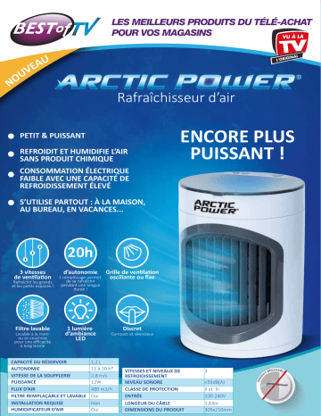 Product information | Best Of Tv ARCTIC20 (ARCTIC POWER) ventilateur de table Product fiche | Fixfr