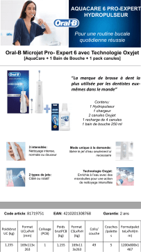 Oral-B MICROJET PRO EXPERT 6 Hydropulseur Product fiche