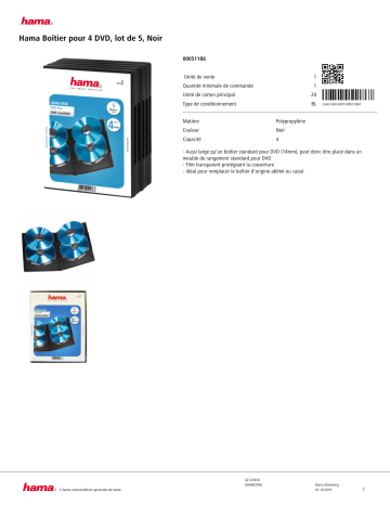 Product information | Hama Boitier pour DVD Lot de 5 Noir Boite à CD/DVD Product fiche | Fixfr