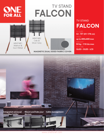 Product information | One For All WM7482 - 32-70 pouces chene-gris argenté Pied TV Product fiche | Fixfr