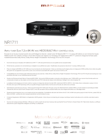 Product information | Marantz NR1711 Silver Ampli Home Cinema Product fiche | Fixfr