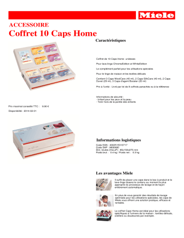 Product information | Miele Coffret 10 Caps Home Lessive Product fiche | Fixfr