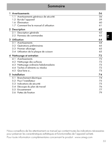 Manuel du propriétaire | Smeg SI2741D Table induction Owner's Manual | Fixfr