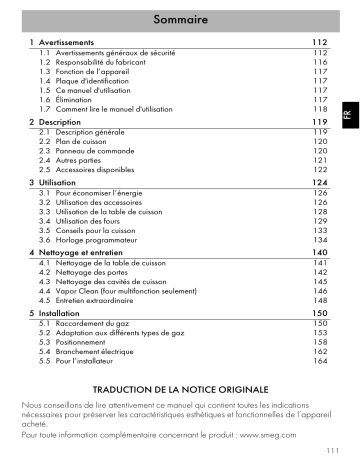 Manuel du propriétaire | Smeg TR93BL Piano de cuisson gaz Owner's Manual | Fixfr