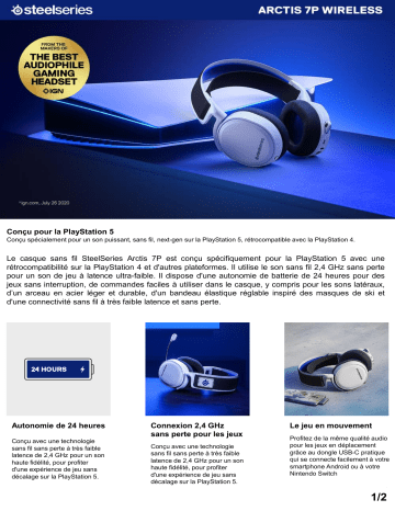 Product information | Steelseries Gaming ARCTIS 7P WHITE Casque gamer Product fiche | Fixfr