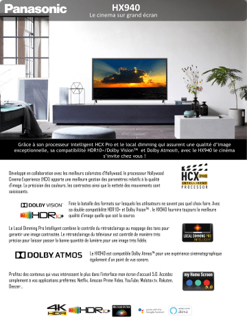 Product information | Panasonic TX-43HX940E TV LED Product fiche | Fixfr
