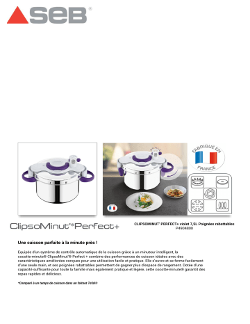 Product information | SEB ClipsoMinut Perfect 7.5L Autocuiseur Product fiche | Fixfr