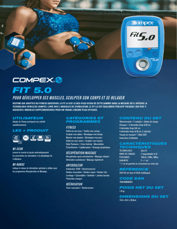 Product information | Compex fit 5.0 Appareil électrostimulation Product fiche | Fixfr