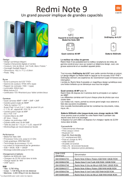 Xiaomi Redmi Note 9 Noir Smartphone Product fiche
