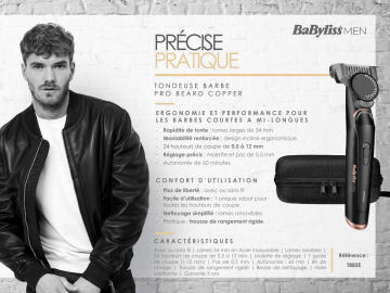 Product information | Babyliss T885E Tondeuse barbe Product fiche | Fixfr