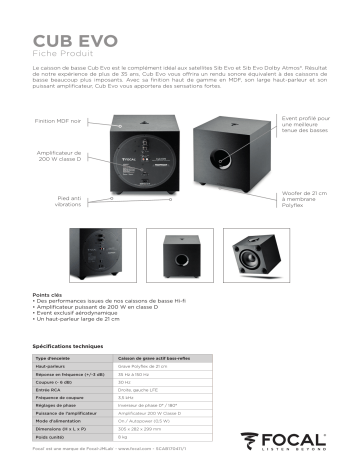 Product information | Focal CUB EVO Caisson de basse Product fiche | Fixfr