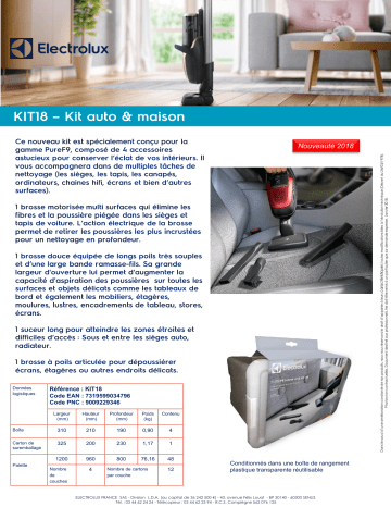 Product information | Electrolux KIT18 Kit Auto et maison Kit Product fiche | Fixfr