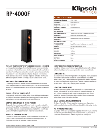 Product information | Klipsch RP-4000 F Ebony Vinyl x1 Enceinte colonne Product fiche | Fixfr