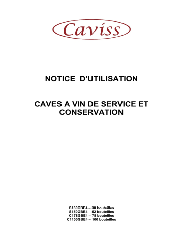 Manuel du propriétaire | Caviss C1100GBE4 Cave à vin de service Owner's Manual | Fixfr