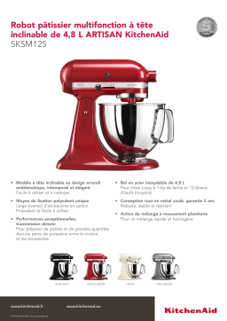 Kitchenaid 5KSM125EER ARTISAN Rouge Empire Robot pâtissier Product fiche