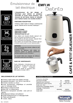 Delonghi à lait chaud et froid EMFI.W blanc Mousseur à lait Product fiche