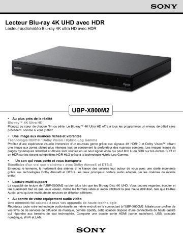 Product information | Sony UBP-X800M2 Lecteur Blu-Ray 4K Product fiche | Fixfr