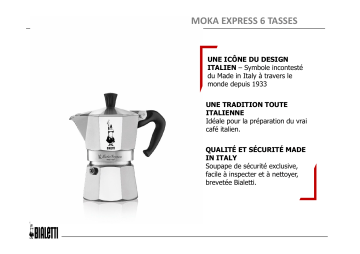Product information | Bialetti Moka express Silver 6 tasses expresso Cafetière italienne Product fiche | Fixfr