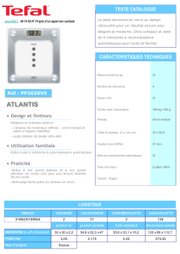 Tefal PP3020V1 Pèse personne Product fiche