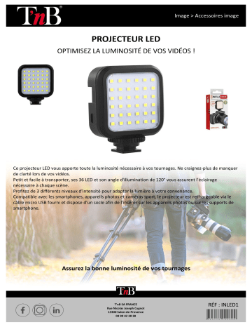 Product information | TNB Influence Projecteur transportable LED Lampe LED Product fiche | Fixfr