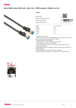 Hama Cable 5m CAT6 Câble Ethernet Product fiche