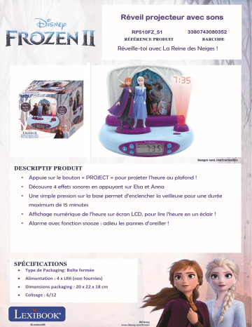 Product information | Lexibook RP510FZ Projecteur Disney Frozen II Réveil Product fiche | Fixfr
