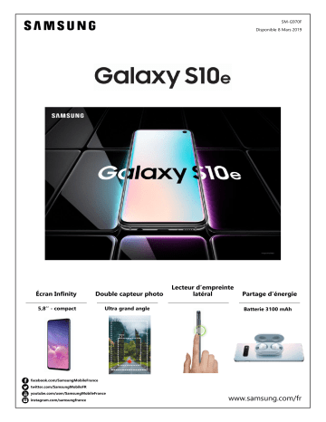 Product information | Samsung Galaxy S10E Noir Smartphone Product fiche | Fixfr